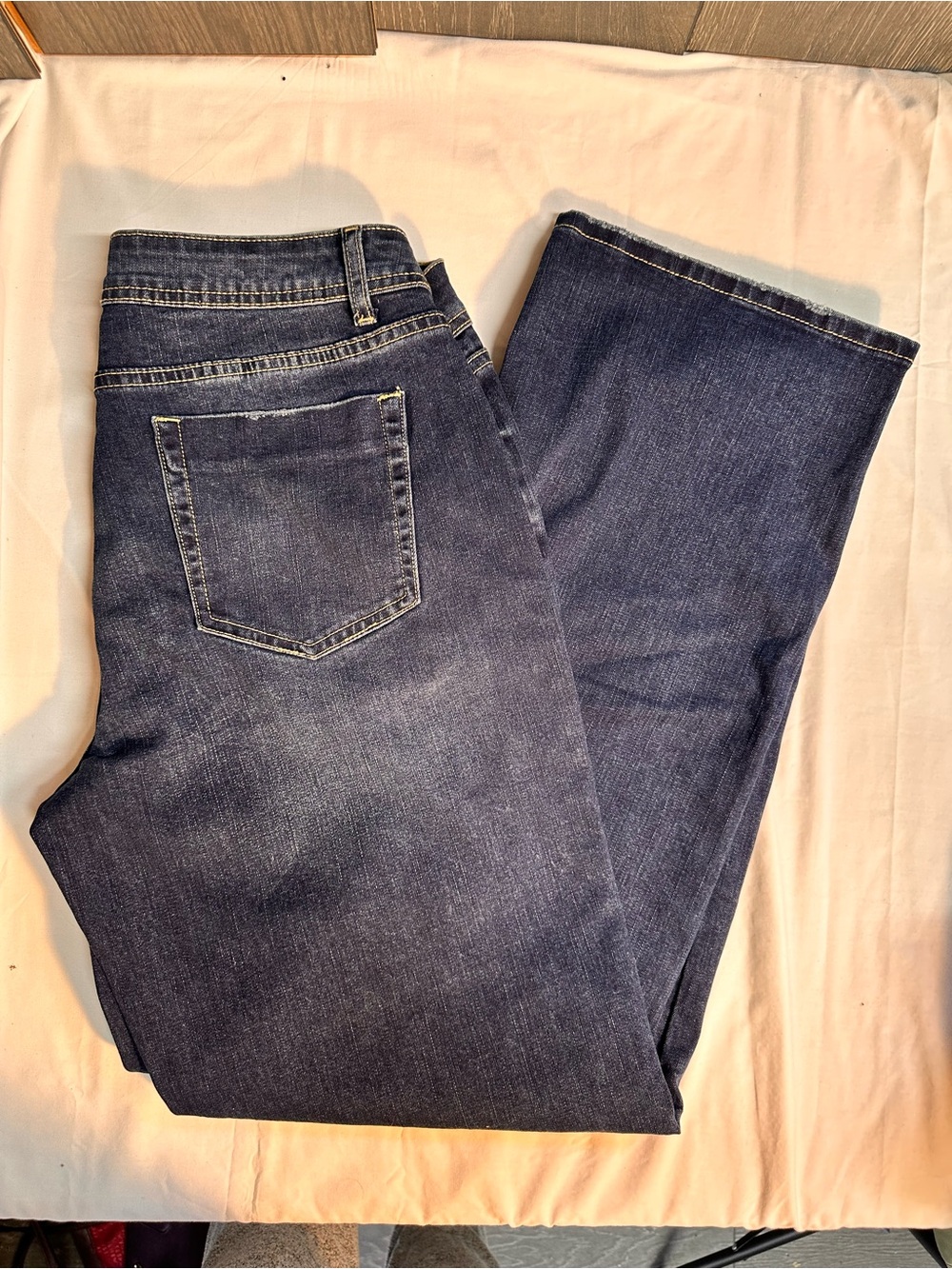 Flamingals Dark Wash Jeans Size L High Rise Stretch Denim NWT